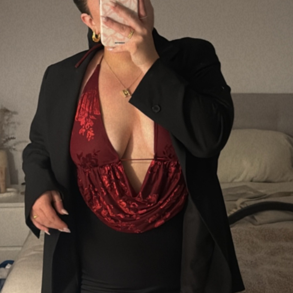 Elegant Red backless top